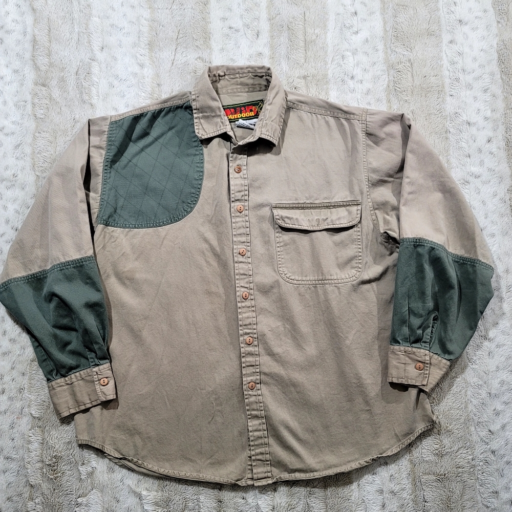 Avid Outdoor Shirt Mens XL Button Up Cotton Single Pocket Shooting Shirt